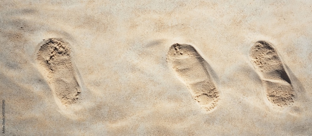 Poster abstract sand dune texture featuring fresh footprints in a desert landscape with ample empty space f