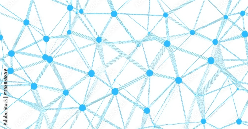 Poster blue network with abstract connections on a white background. network technology displayed with dots