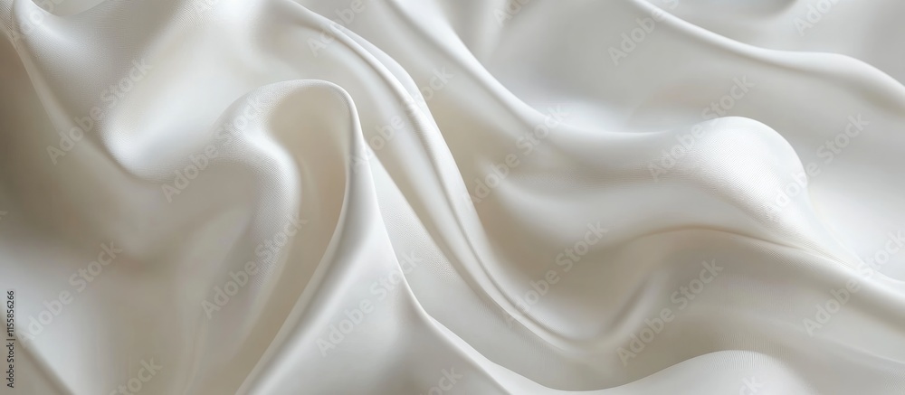 Poster elegant white satin fabric texture with soft curves and empty space for text or design elements in a