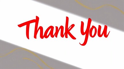 Thank you animated poster with red text on white background, featuring wavy golden lines. gratitude in business, event invitations and personal thank you notes