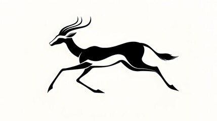 A stylized gazelle gracefully leaps across a white background