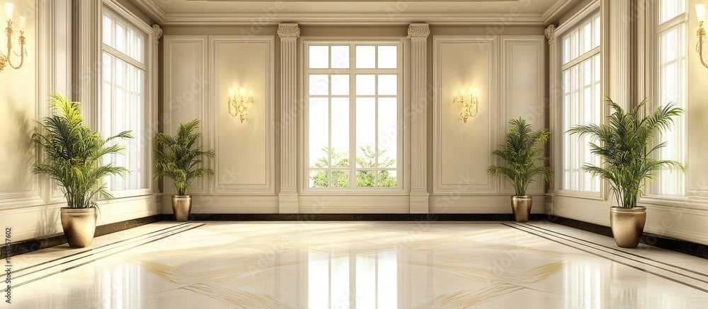Aufkleber elegant 3d interior design of a luxurious and comfortable space with ample copy space for text and l