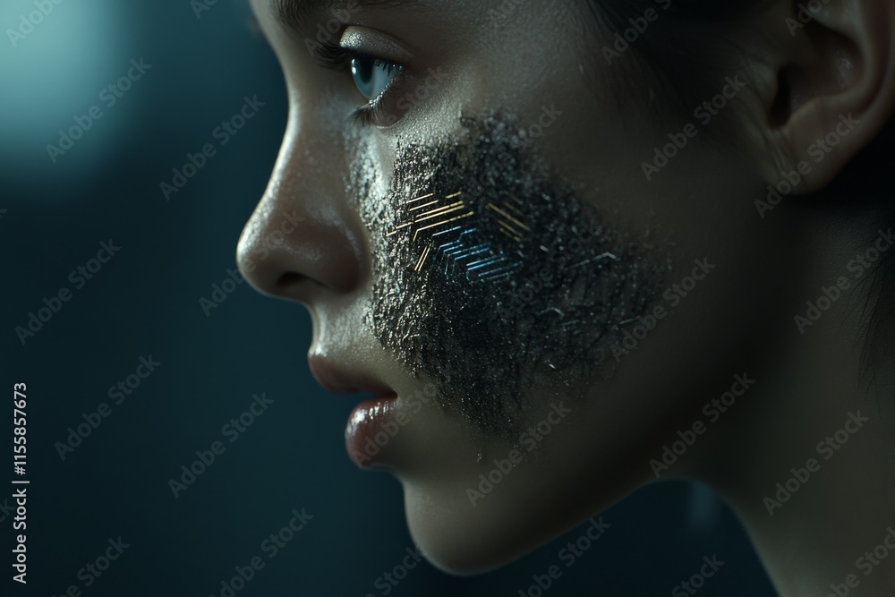 Aufkleber a generative ai collage features a business lady utilizing modern technology for personal informatio