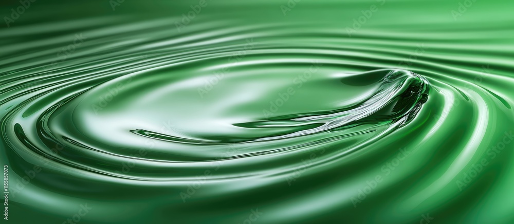 Poster emerald green gradient ripple water surface background with smooth wave patterns and empty space for