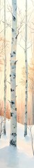 A beautiful winter landscape with birch trees.