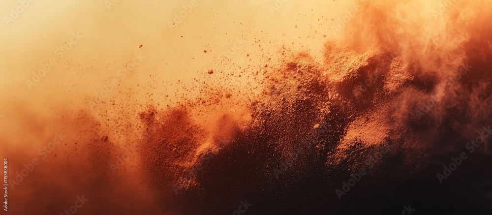 Poster vibrant explosion of powdered pigments in the air creating dynamic effects with ample space for text