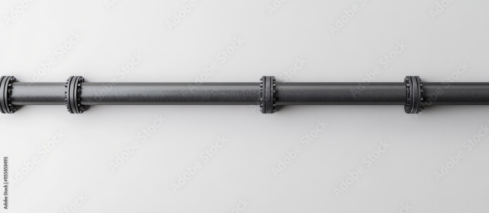 Poster 3d rendering of industrial piping system on white background with space for customizable text and br