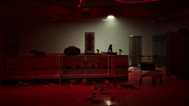 A store lies in ruins after a late night theft, with overturned displays and scattered debris across the floor, highlighting the chaos and destruction caused by marauding thieves.