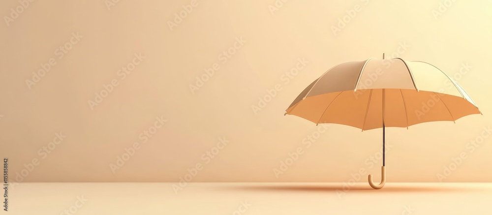 Poster 3d rendered umbrella on a soft neutral background with ample copyspace for text or branding elements
