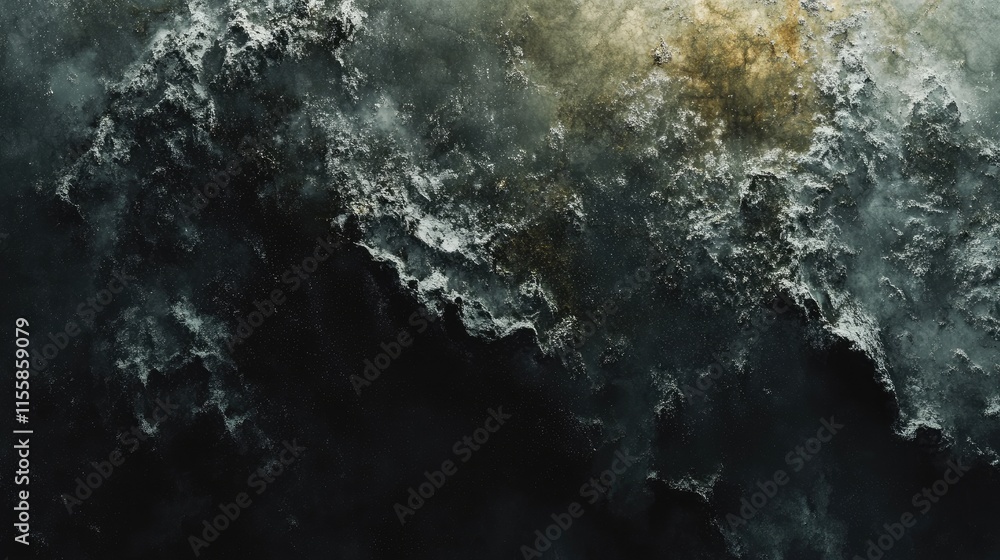 Poster cosmic nebula landscape background with dark colors and text space for creative projects and designs