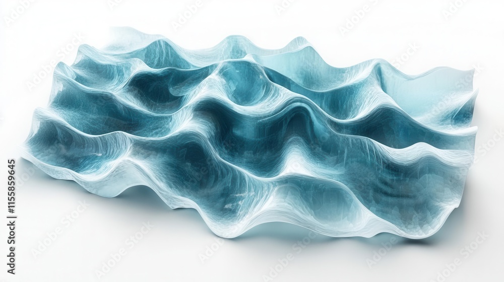 Aufkleber futuristic ocean-inspired 3d abstract texture with frozen crystalline waves creating dynamic light r
