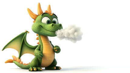A cartoon dragon is blowing smoke out of its mouth. generated using AI