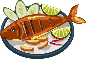 ikan bakar food illustration