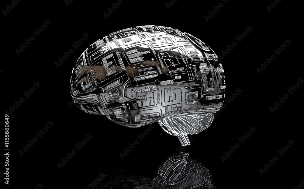 Poster concepts of big data in stocks. circuit board illustrating machine learning. utilizing deep learning