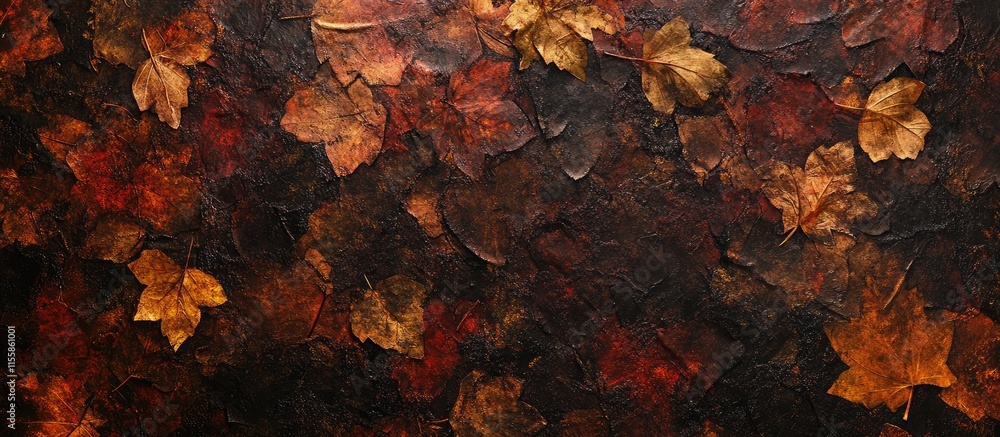 Poster autumn leaves background with rich colors and space for text or design elements