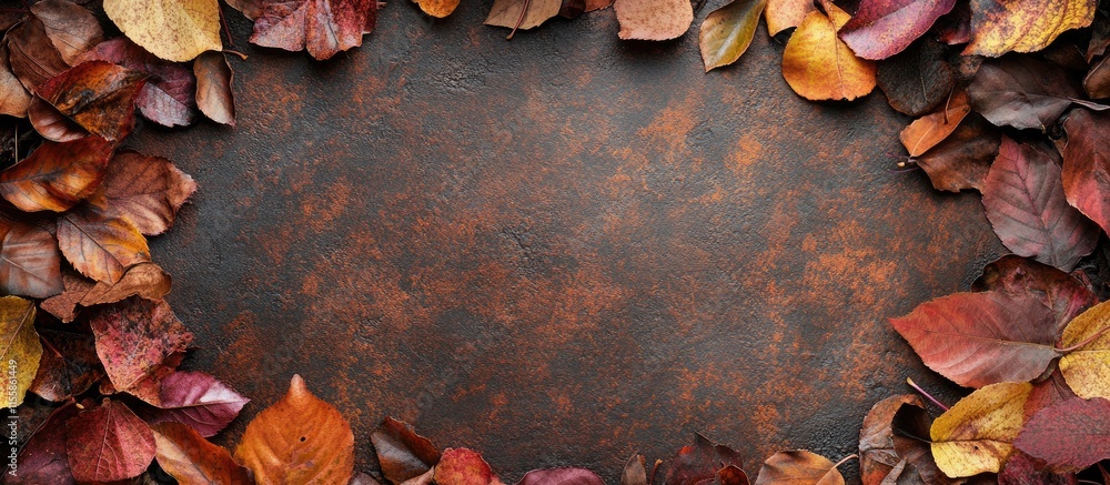 Poster autumn leaves background frame with warm colors and empty center space perfect for text or seasonal 