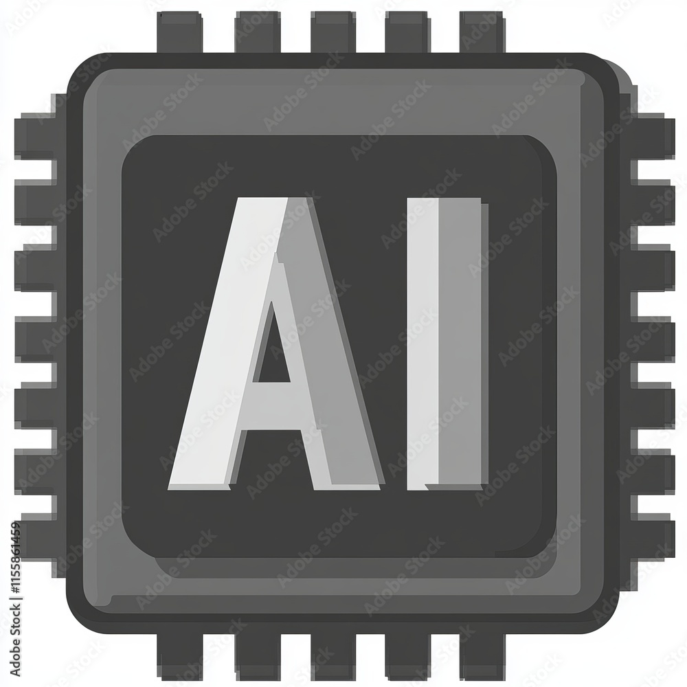 Poster mini ai cpu icon designed in flat style