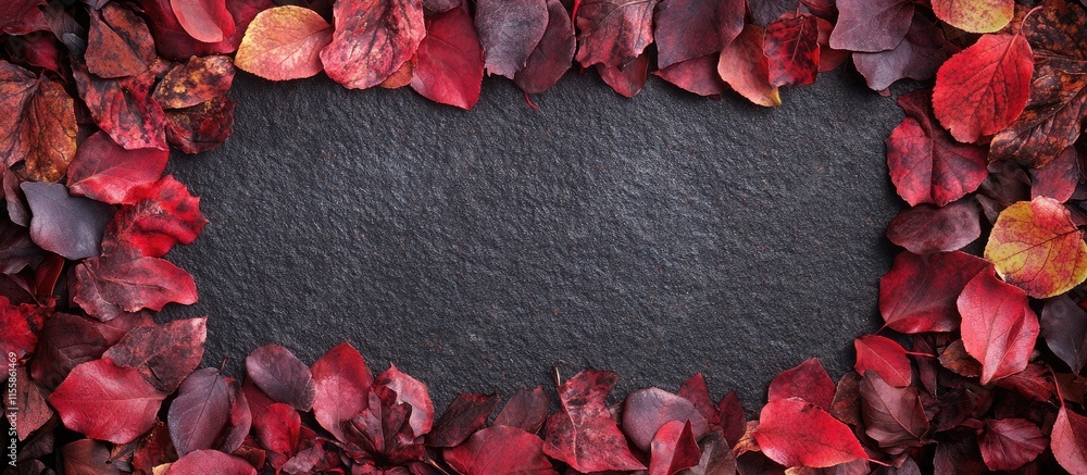 Poster autumn leaves creating a beautiful natural frame for warm fall messages with a blank space for perso