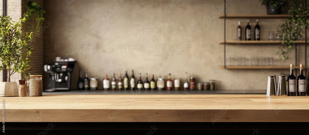 Poster modern bar counter showcasing an elegant restaurant interior with ample empty space for text and dec