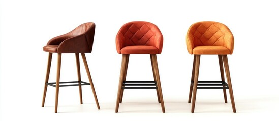 Stylish Bar Stool Furniture Set in Vibrant Colors Isolated on White Background Ideal for Interior Design and Home Decor Projects