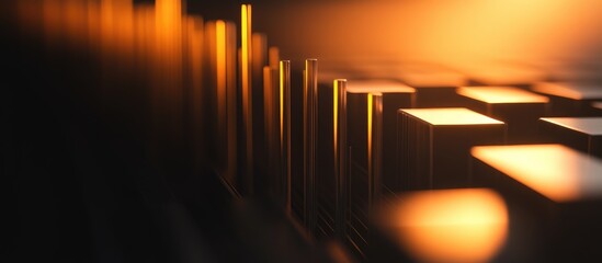 Dynamic bar graph representing business profit growth with warm lighting and ample copyspace for textual overlay or data visualization.