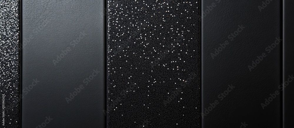 Poster black embossed leatherette background with sequin panel and space for custom text in elegant design