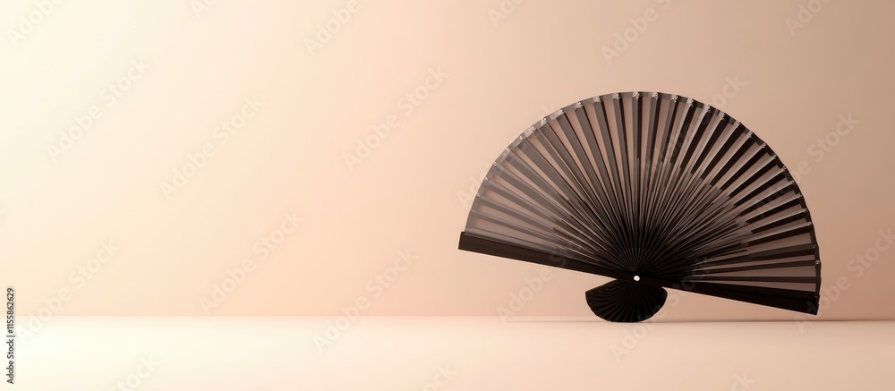 Aufkleber elegant black floral fan 3d render on neutral background with generous copyspace for creative text a