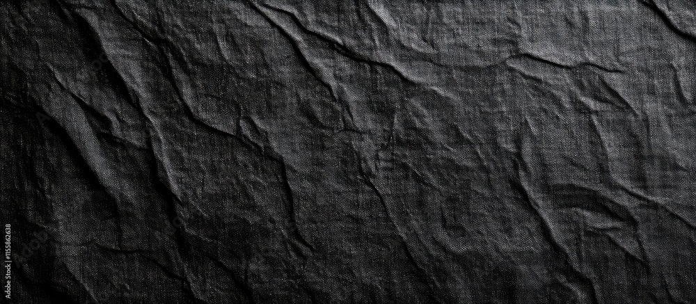 Poster black crumpled fabric texture background with copyspace for text ideal for elegant design and market