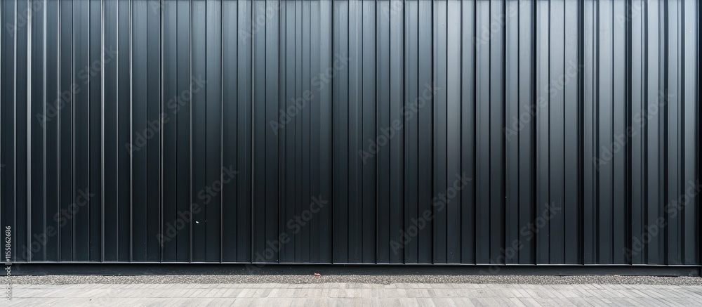 Aufkleber black shipping container wall with vertical panels and empty copyspace for text in urban architectur