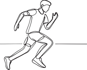 Running Figure in Minimalist Line Art - White Background Illustration