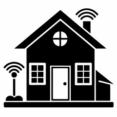Smart Home Silhouette Vector Art