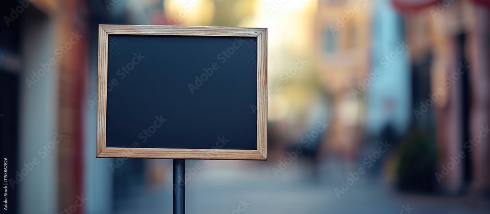 Aufkleber black friday promotional a-frame sign in urban setting with empty space for custom text and offers