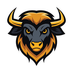 Bison head mascot logo art illustration