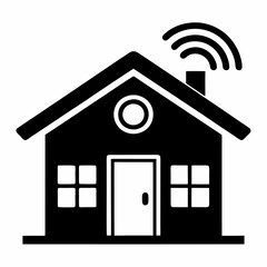 Smart Home Silhouette Vector Art