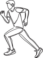 Running Figure in Minimalist Line Art - White Background Illustration