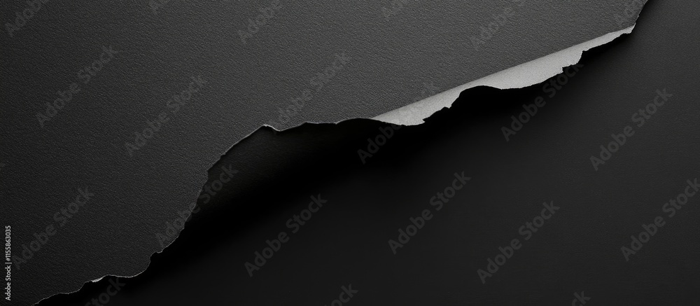 Aufkleber textured black paper with tear on dark background creative blank space for design or text use in min