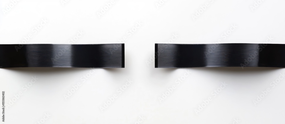 Poster black film strip over white background creating a split composition with ample copyspace for adding 