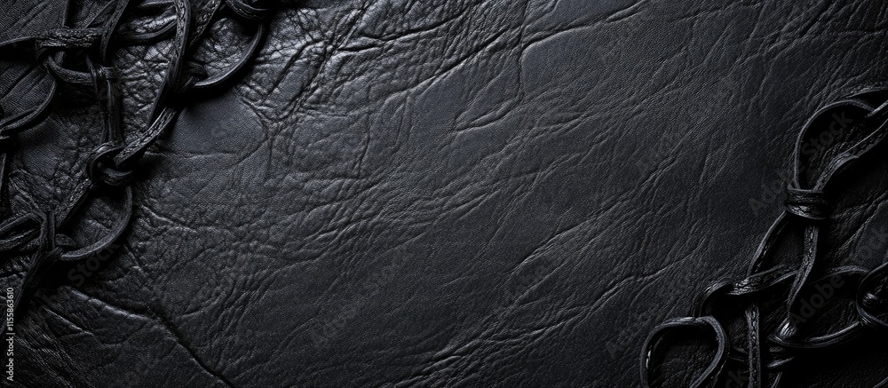 Aufkleber black leather texture with laces providing ample space for creative text overlay and design elements