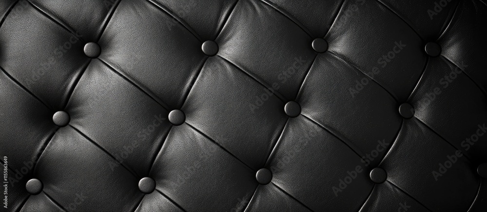 Poster elegant black leather texture background with tufted design and blank space for customizable text or