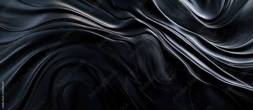 Poster black marble stone texture with elegant waves and soft lines ideal for backgrounds or text overlays 