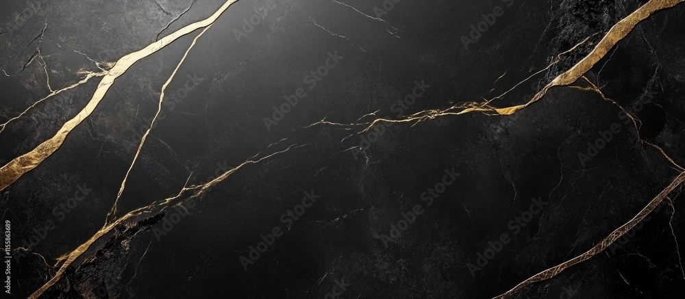 Poster elegant black marble tile featuring luxurious golden veining and ample space for customizable text o
