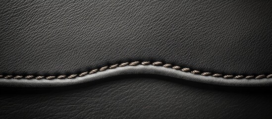 Elegant black leather texture banner featuring seam detail and ample empty space for personalized text or design elements.