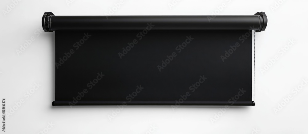 Poster black roller blinds isolated on white background showcasing sleek design and ample space for adding 