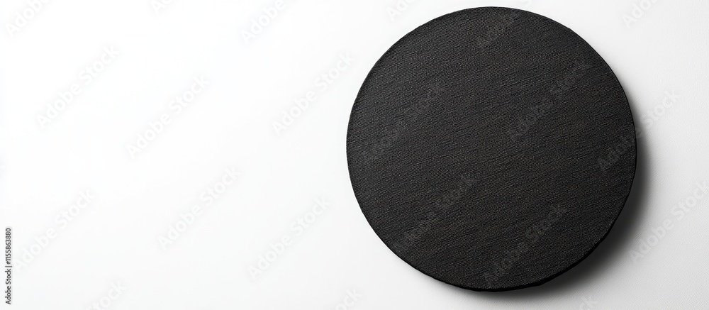 Poster round black napkin on clean white background with ample negative space for text or design elements i