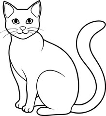 cat outline vector illustration line art