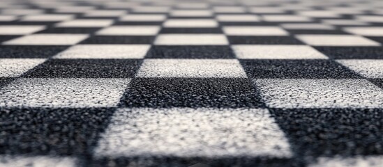 Checkerboard Racing Pavement Close-Up with Blank Space for Text Overlay Ideal for Sports and Automotive Themes