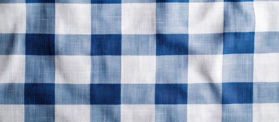 Checkered Blue White Tablecloth Fabric Texture Ideal for Picnics Outdoor Dining and Creative Text Placement