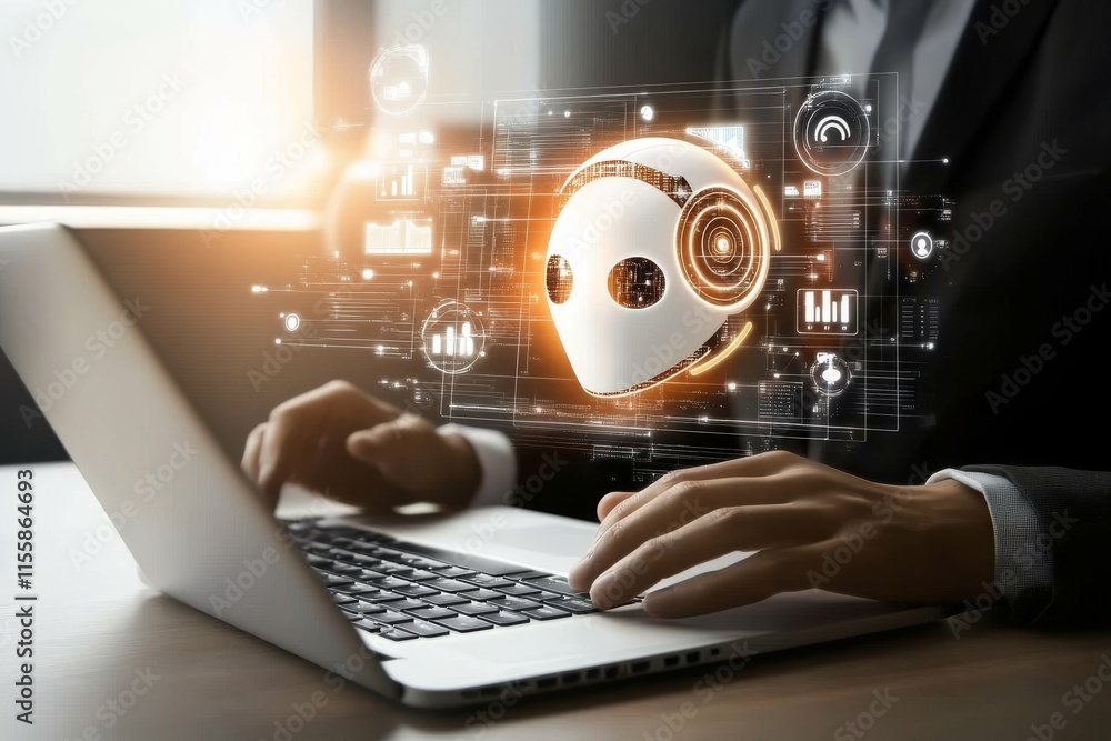 Poster ai-driven digital technology for chat, enhancing business communication, and the advancement of smar