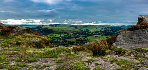 Panoramic view of Peak District landscape