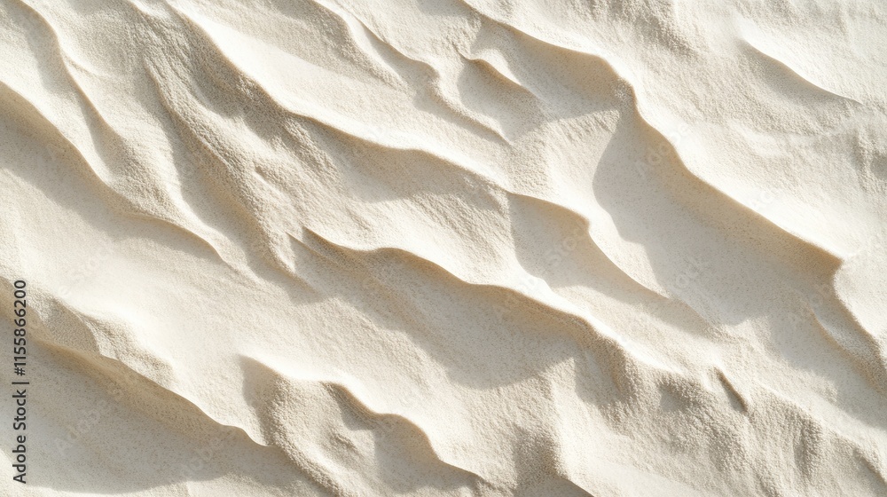 Poster aerial view of smooth beige sand dunes creating a serene abstract landscape with contours and ample 